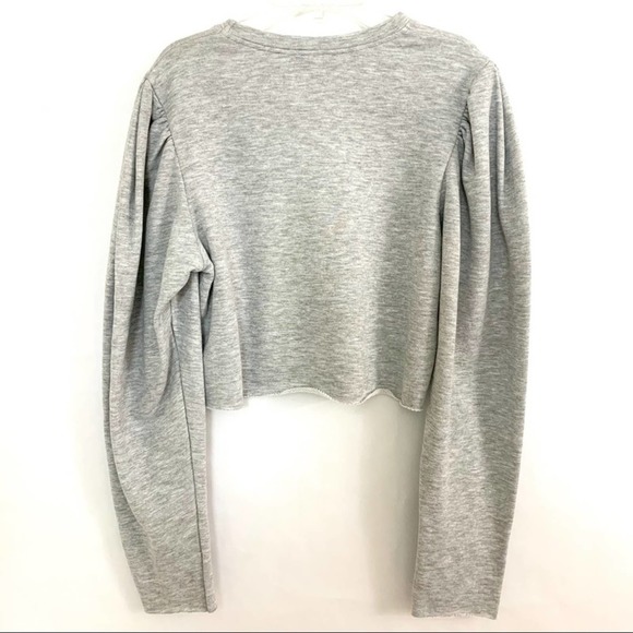 Zara  Love Sequin Puffed Sleeve Sweater Crop Gray small  new - Picture 7 of 7
